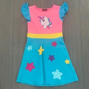 Jojo Siwa Pink blue Unicorn Rhinestown Closet Dress Sz 6 / 6X